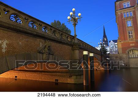 Bridge across canal, Heiligengeistbruecke, St. Nicholas' Church, Hamburg, Germany View Large Photo Image Stock Photo - Bridge across canal, Heiligengeistbruecke, St. Nicholas' Church, Hamburg, Germany . Fotosearch