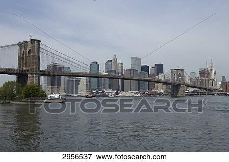 Brooklyn Bridge in front of Manhattan skyline, New York City, USA View Large Photo Image Stock Photo - Brooklyn Bridge in front of Manhattan skyline, New York City, USA . Fotosearch