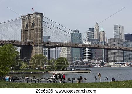 Brooklyn Bridge in front of Manhattan skyline, New York City, USA View Large Photo Image Stock Photograph - Brooklyn Bridge in front of Manhattan skyline, New York City, USA . Fotosearch