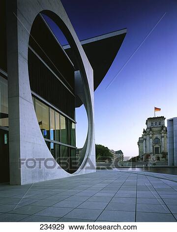 Building at waterfront, Marie-Elisabeth-Lueders-Haus, Spree River, Berlin, Germany View Large Photo Image Stock Photo - Building at waterfront, Marie-Elisabeth-Lueders-Haus, Spree River, Berlin, Germany . Fotosearch