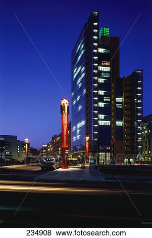 Buildings lit up at night, Berlin, Germany View Large Photo Image Stock Photo - Buildings lit up at night, Berlin, Germany . Fotosearch