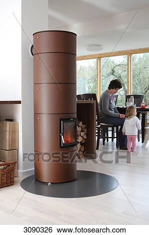 Chimney in open-plan kitchen View Large Photo Image Stock Photograph - Chimney in open-plan kitchen . Fotosearch