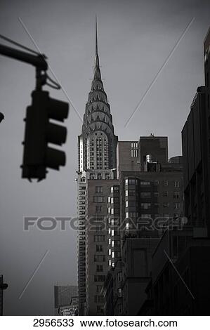 Chrysler Building with traffic light in the foreground, New York City, USA View Large Photo Image Stock Image - Chrysler Building with traffic light in the foreground, New York City, USA . Fotosearch