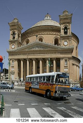 Picture - Church at roadside, Rotunda Of St. Marija Assunta, Mosta, Malta . Fotosearch