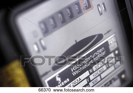 Stock Image - Close-up of electric meter . Fotosearch