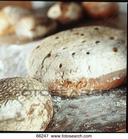 Stock Photo - Close-up of loaves of sourdough bread . Fotosearch
