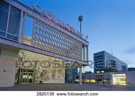 Facade of coffee house, Cafe Moskau, Karl-Marx-Allee, Berlin, Germany View Large Photo Image Stock Photo - Facade of coffee house, Cafe Moskau, Karl-Marx-Allee, Berlin, Germany . Fotosearch