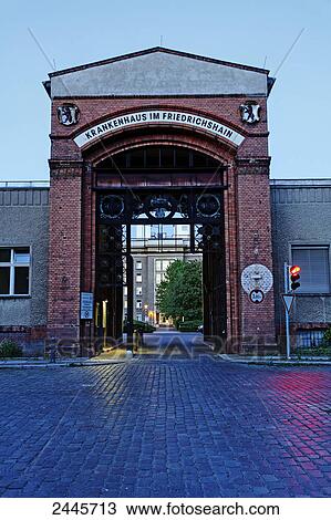 Stock Image - Facade of hospital, Friedrichshain, Kreuzberg, Berlin, Germany . Fotosearch