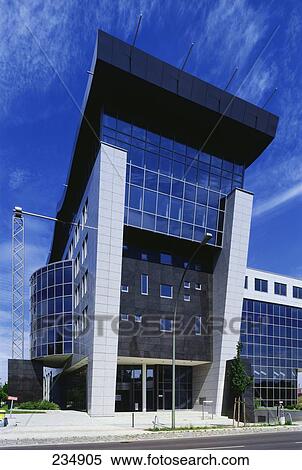Stock Photography - Facade of office building, Lichtenberg, Berlin, Germany . Fotosearch