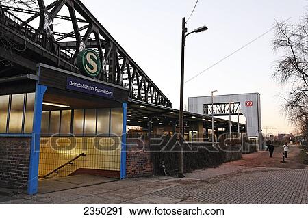 Stock Image - Facade of railway station, Rummelsburg, Lichtenberg, Berlin, Germany . Fotosearch
