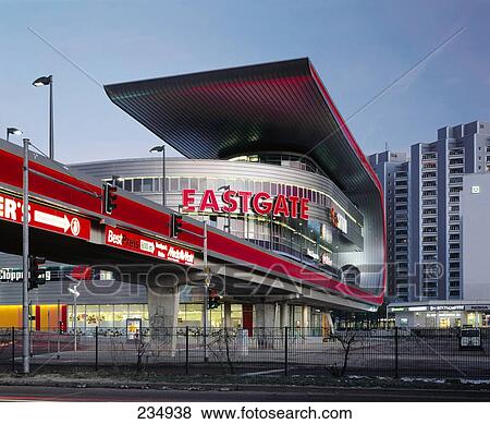 Facade of shopping mall, Eastgate Station, Marzahn-Hellersdorf, Berlin, Germany View Large Photo Image Stock Photo - Facade of shopping mall, Eastgate Station, Marzahn-Hellersdorf, Berlin, Germany . Fotosearch