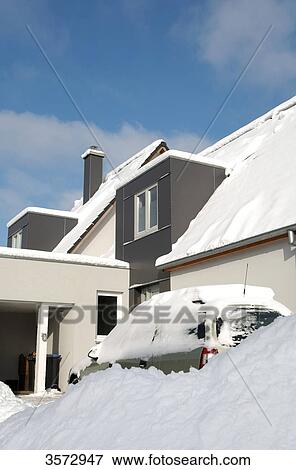 Stock Photo - Family house in winter . Fotosearch