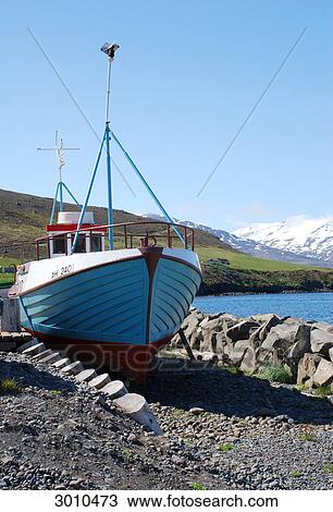 Fishing boat at the coast of Grenivik, Iceland View Large Photo Image Stock Image - Fishing boat at the coast of Grenivik, Iceland . Fotosearch