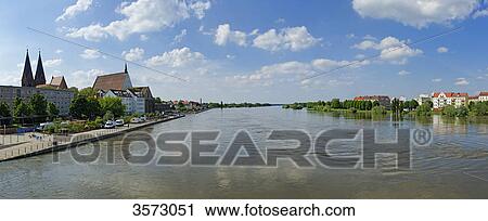 Stock Image - Flooded Oder between Frankfurt at the Oder, Germany and Slubice, Poland . Fotosearch