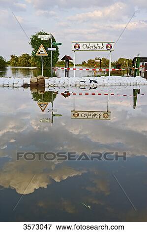 Flooded street in Lebus, Germany View Large Photo Image Stock Photo - Flooded street in Lebus, Germany . Fotosearch