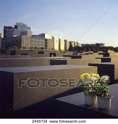Flower pots on tombstones, Holocaust-Memorial, Berlin, Germany View Large Photo Image Picture - Flower pots on tombstones, Holocaust-Memorial, Berlin, Germany . Fotosearch