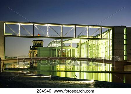 Footbridge across river, Paul Loebe Haus, Spree River, Berlin, Germany View Large Photo Image Stock Image - Footbridge across river, Paul Loebe Haus, Spree River, Berlin, Germany . Fotosearch