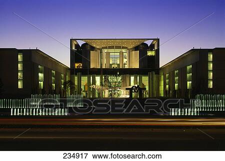 Stock Photo - Fountain in front of chancellor's office, Bundeskanzleramt, Berlin, Germany . Fotosearch