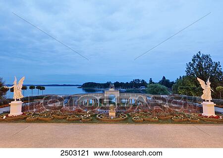 Stock Image - Garden in castle, Schwerin Castle, Schwerin, Mecklenburg-Western Pomerania, Germany . Fotosearch