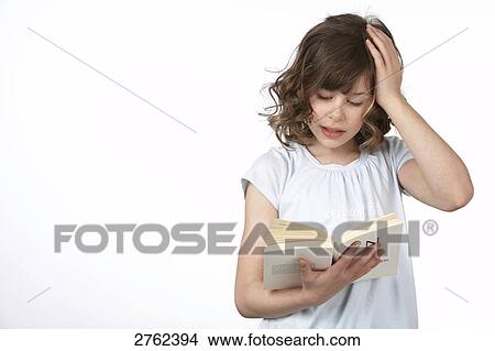 Picture - girl reading a book . Fotosearch