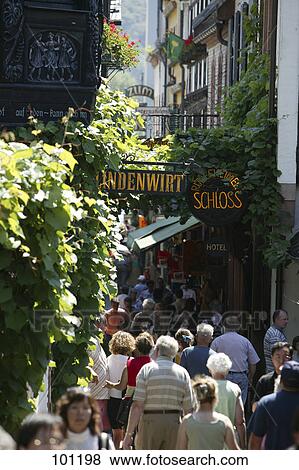 Group of people in street, Hesse, Germany View Large Photo Image Stock Photo - Group of people in street, Hesse, Germany . Fotosearch