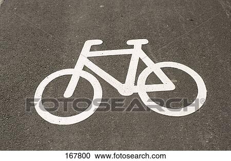 High angle view of bicycle painted on road View Large Photo Image Stock Image - High angle view of bicycle painted on road . Fotosearch
