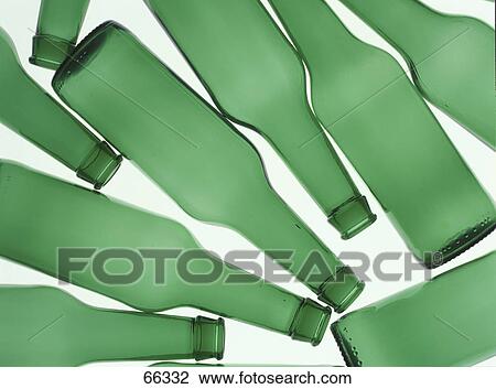 Stock Image - High angle view of bottles . Fotosearch