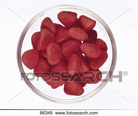 Stock Photography - High angle view of strawberries in bowl . Fotosearch
