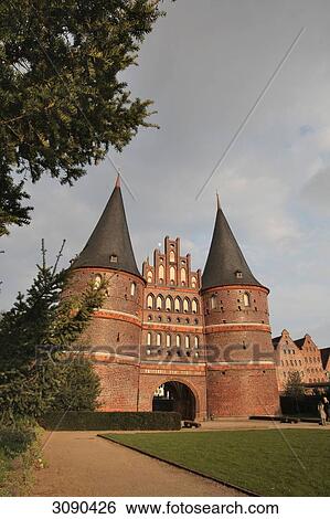 Stock Photograph - Holstentor, Luebeck, Schleswig-Holstein, Germany . Fotosearch