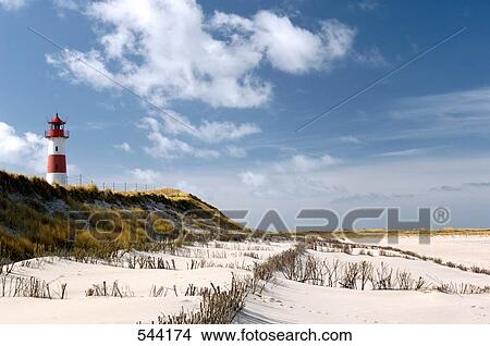 Picture - Lighthouse at coast, Sylt, Schleswig-Holstein, Germany . Fotosearch