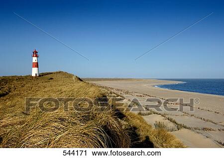 Stock Image - Lighthouse at coast, Sylt, Schleswig-Holstein, Germany . Fotosearch