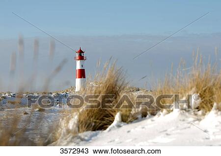 Stock Image - Lighthouse, Ellenbogen, Sylt, Schleswig-Holstein, Germany, Europe . Fotosearch