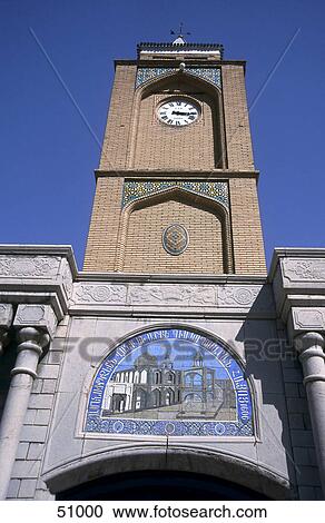 Low angle view of clock tower, Armenian Quarter, Isfahan, Iran View Large Photo Image Stock Image - Low angle view of clock tower, Armenian Quarter, Isfahan, Iran . Fotosearch