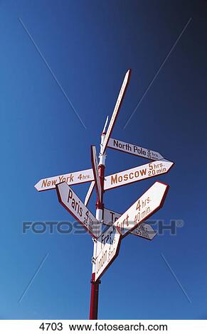 Low angle view of directional signs, Greenland, Arctic View Large Photo Image Stock Image - Low angle view of directional signs, Greenland, Arctic . Fotosearch