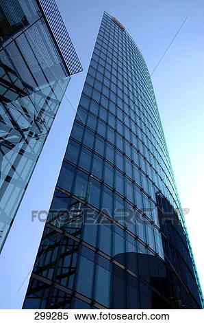 Stock Photography - Low angle view of German Federal Railway building, Potsdamer Platz, Berlin, Germany . Fotosearch