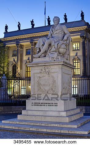 Stock Photography - Monument of Alexander von Humboldt in front of the Humboldt-University, Berlin, Germany, low angle view . Fotosearch