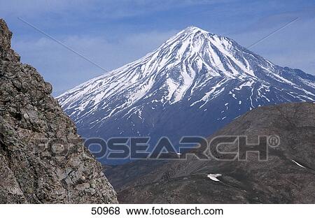 Mountain peak covered with snow, Mt Damavand, Alborz Mountain Range, Iran View Large Photo Image Stock Photo - Mountain peak covered with snow, Mt Damavand, Alborz Mountain Range, Iran . Fotosearch