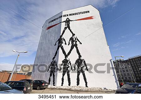 Stock Image - Mural painting on a house facade, Schiffbauerdamm, Berlin, Deutschland . Fotosearch