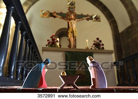 Nativity scene figures, Church of Our Lady, Soerup, Schleswig-Holstein, Germany, Europe View Large Photo Image Stock Image - Nativity scene figures, Church of Our Lady, Soerup, Schleswig-Holstein, Germany, Europe . Fotosearch