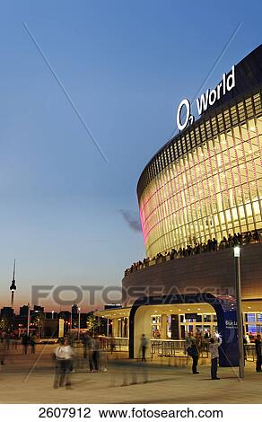 Office building lit up at dusk, O2 world, Kreuzberg, Berlin, Germany View Large Photo Image Stock Image - Office building lit up at dusk, O2 world, Kreuzberg, Berlin, Germany . Fotosearch