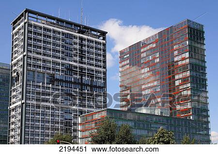 Stock Image - Office buildings in city, Berliner Tor-Center, Hamburg, Germany . Fotosearch