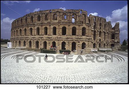 Old ruin of amphitheatre, El Djem, Mahdia Governorate, Tunisia View Large Photo Image Stock Photo - Old ruin of amphitheatre, El Djem, Mahdia Governorate, Tunisia . Fotosearch
