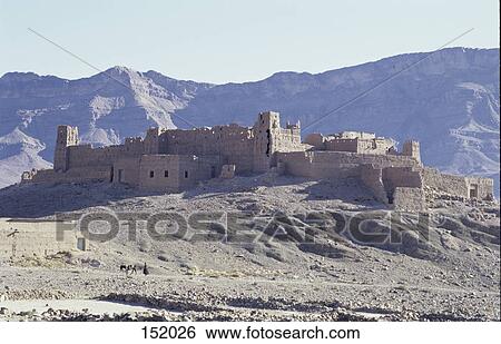 Stock Photograph - Old ruins of an ancient castle, Tizi-n Ticha, High Atlas Mountains, Morocco . Fotosearch