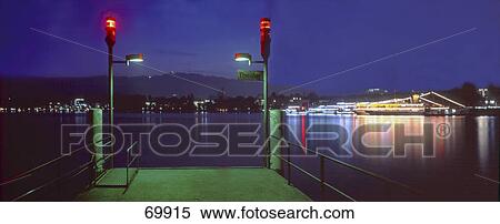 Stock Photography - Pier in river, Zurich, Switzerland . Fotosearch