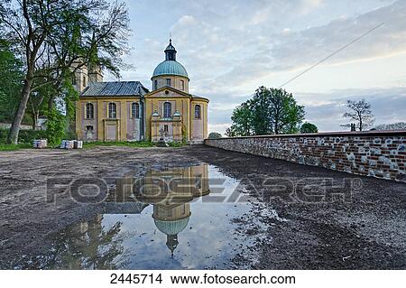 Reflection of church in water, Neuzelle, Oder-Spree, Brandenburg, Germany View Large Photo Image Picture - Reflection of church in water, Neuzelle, Oder-Spree, Brandenburg, Germany . Fotosearch