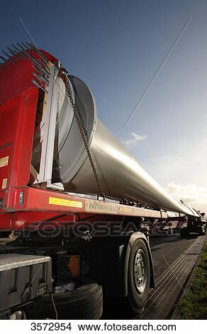 Picture - Rotor blade of a wind power plant on a truck, Schleswig-Holstein, Germany, Europe . Fotosearch