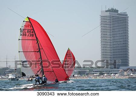 Sailing ship on baltic sea, Hotel Maritim in the background, Travemuende, Schleswig-Holstein, Germany View Large Photo Image Stock Image - Sailing ship on baltic sea, Hotel Maritim in the background, Travemuende, Schleswig-Holstein, Germany . Fotosearch