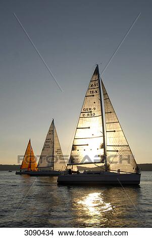 Picture - Sailing ships on baltic sea, Schleswig-Holstein, Germany . Fotosearch