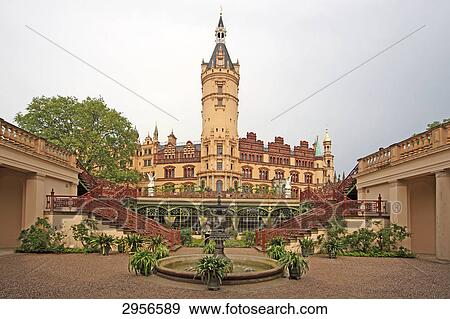 Schwerin Castle courtyard, Germany View Large Photo Image Stock Photo - Schwerin Castle courtyard, Germany . Fotosearch
