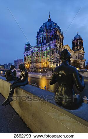 Stock Image - Sculptures on fountain, Berlin Cathedral, Berlin, Germany . Fotosearch